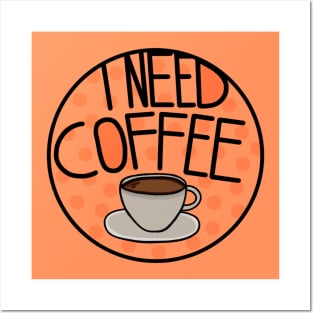 I Need Coffee Pastel Orange Color , Minimalistic And Simple Posters and Art